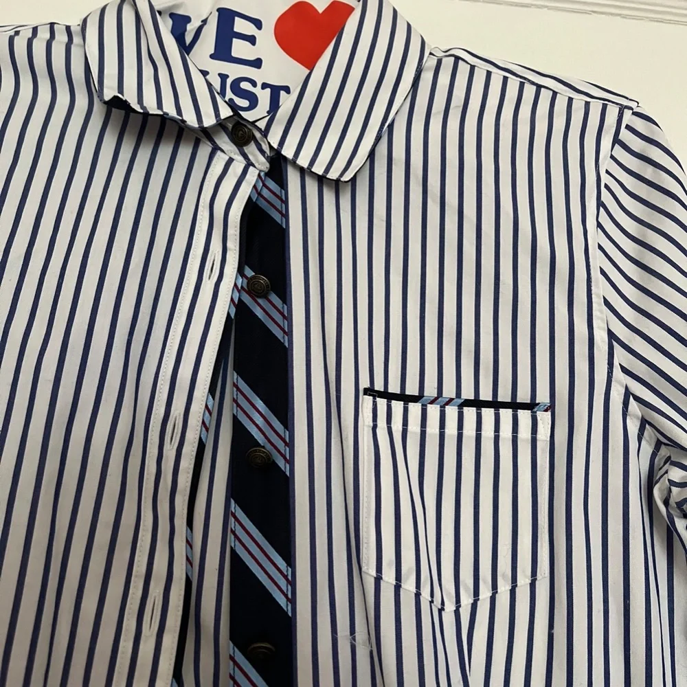 EUC Brooks Brothers red fleece button-down, size 2, blue and white stripes - Picture 5 of 7